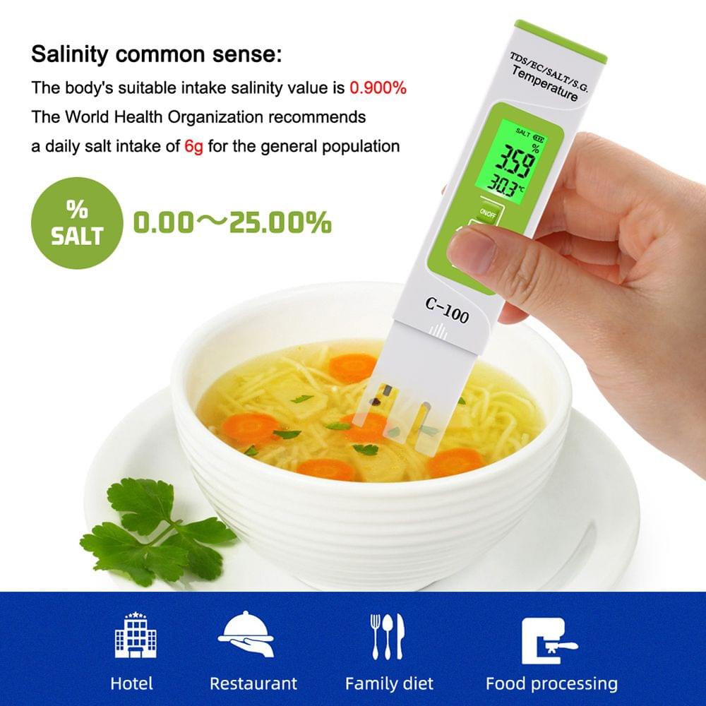 5 in 1 TDS/EC/SALT/S.G./Temperature Meter Digital Water - with Backlight