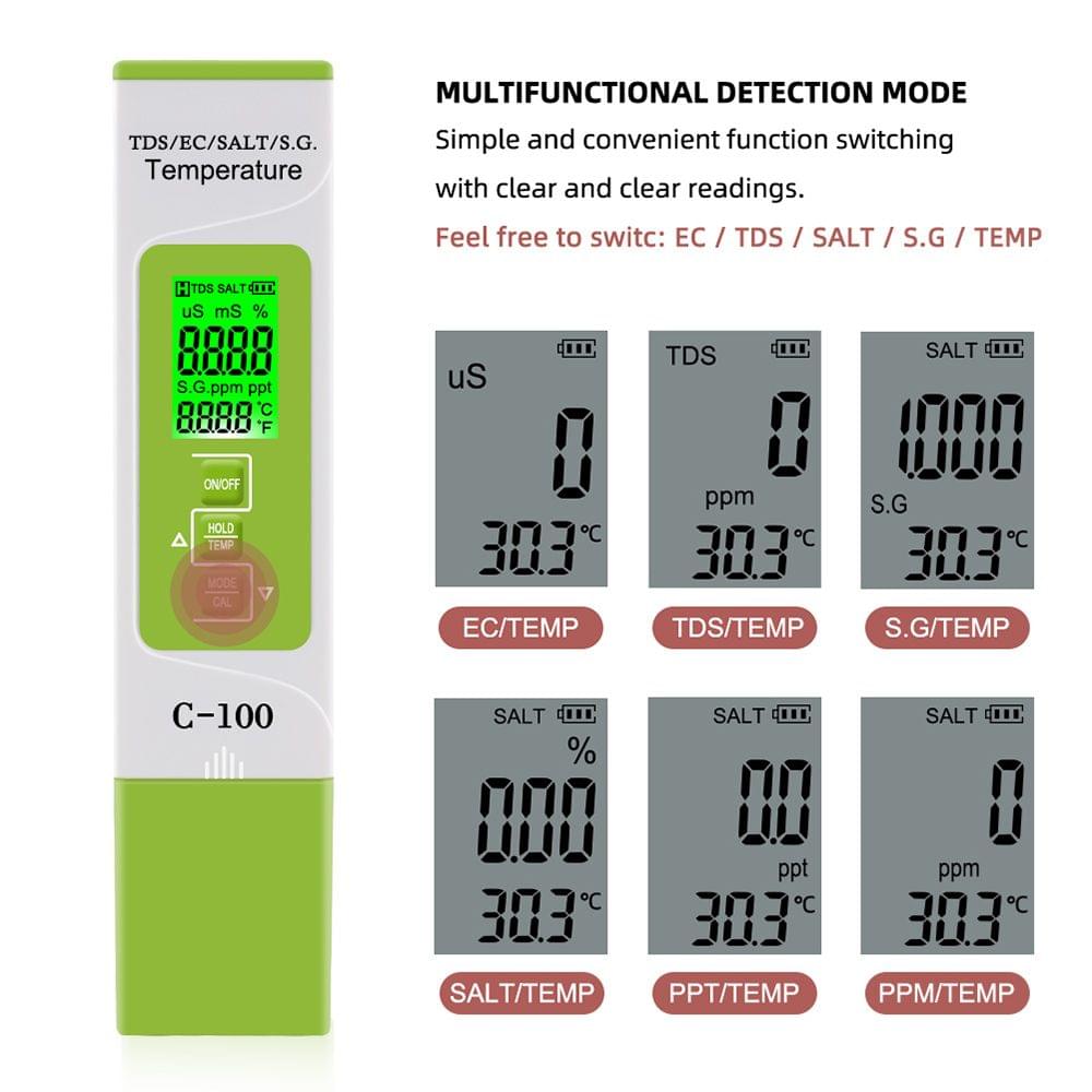 5 in 1 TDS/EC/SALT/S.G./Temperature Meter Digital Water