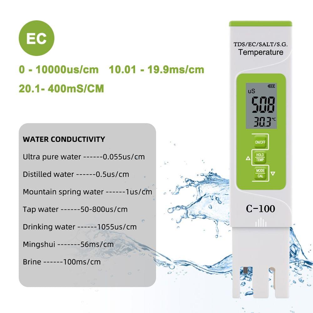 5 in 1 TDS/EC/SALT/S.G./Temperature Meter Digital Water