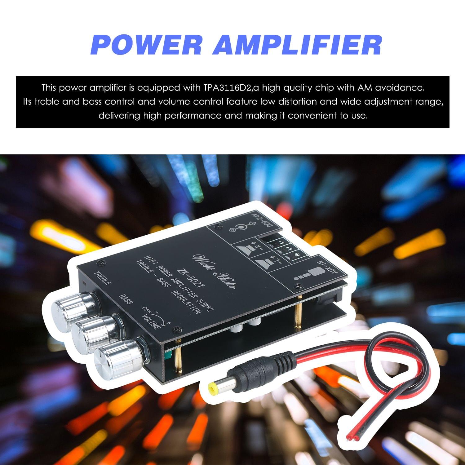 HIFI Power Amplifier Board Module 50Wx2 AUX and BT5.0 Audio - ZK-502T