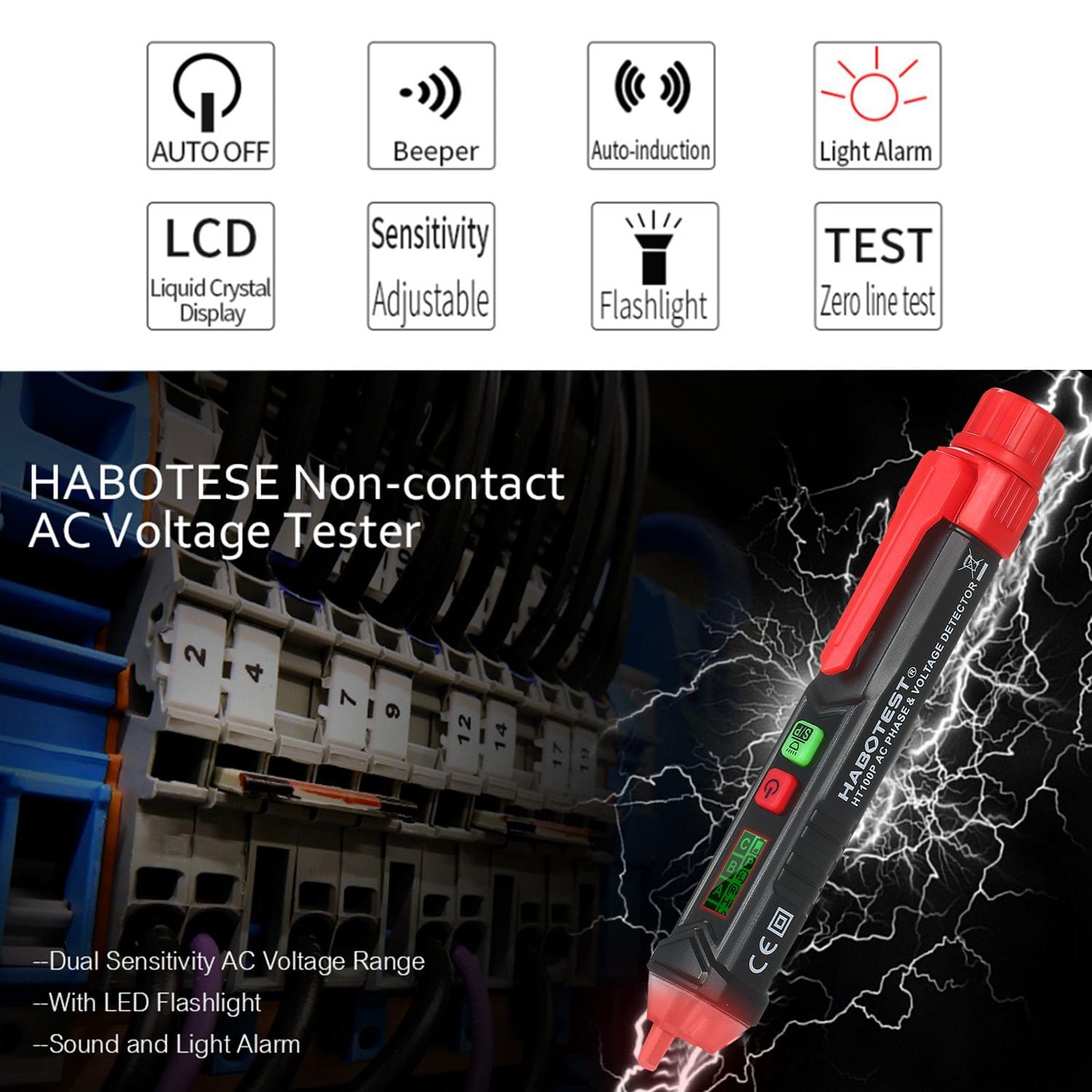 HABOTEST HT100P Non-contact Test Pencil LCD Digital Voltage