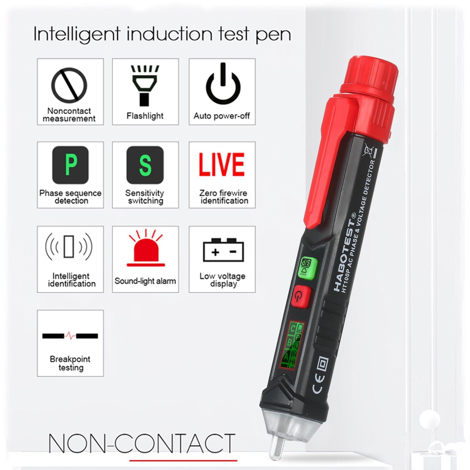 HABOTEST HT100P Non-contact Test Pencil LCD Digital Voltage