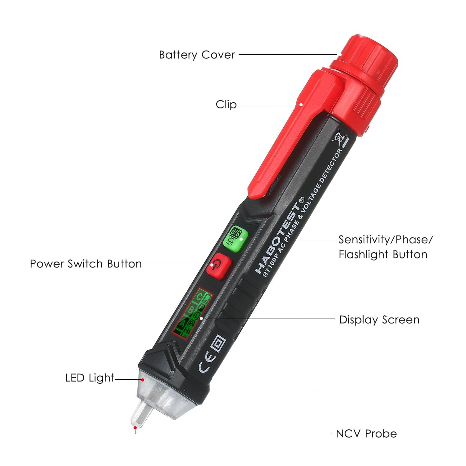 HABOTEST HT100P Non-contact Test Pencil LCD Digital Voltage