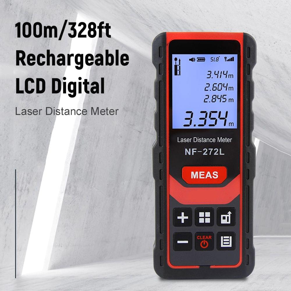 100m/328ft Rechargeable Laser Distance Meter Handheld Palm - 100M