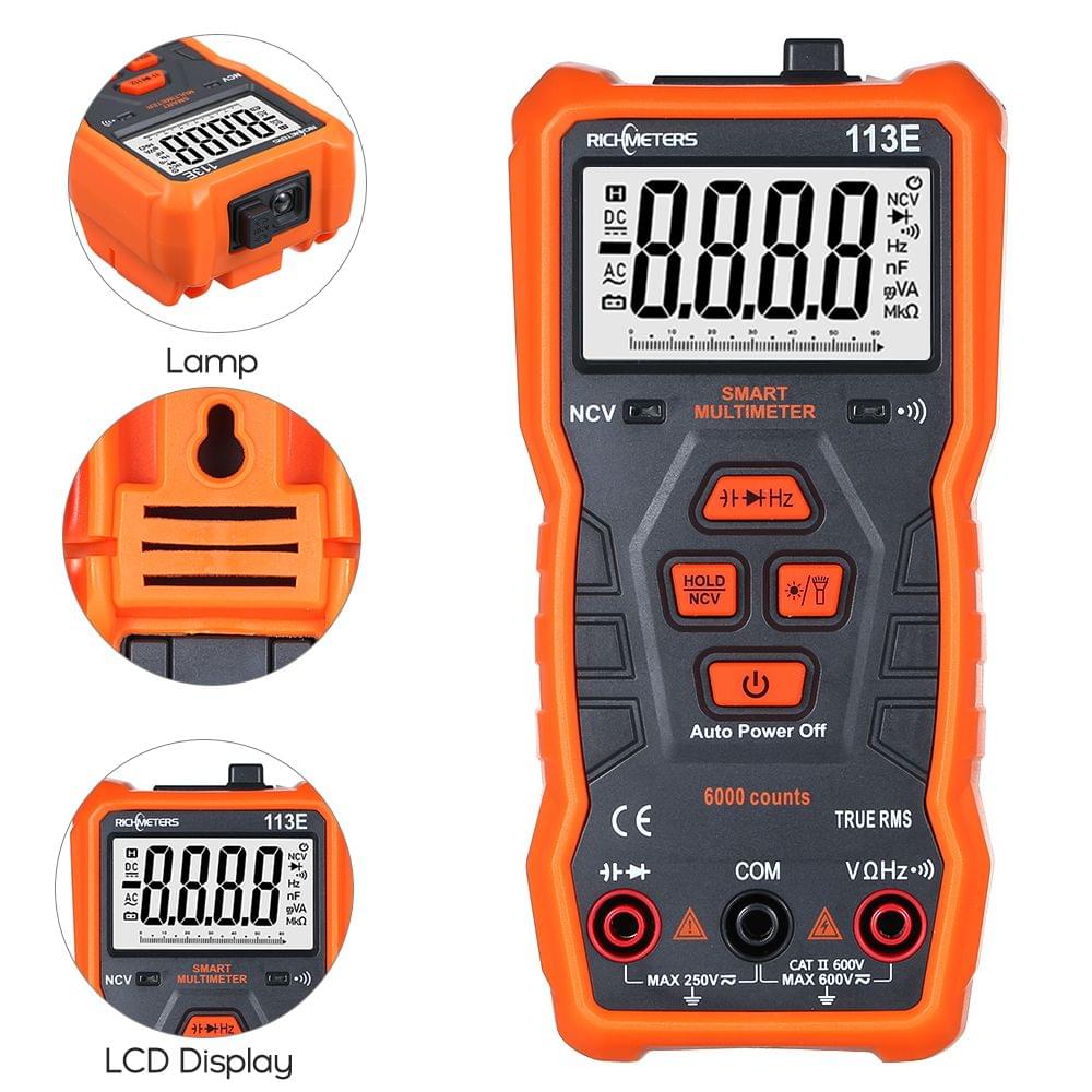 Richmeters RM113E NCV Digital Multimeter 6000 Counts Auto