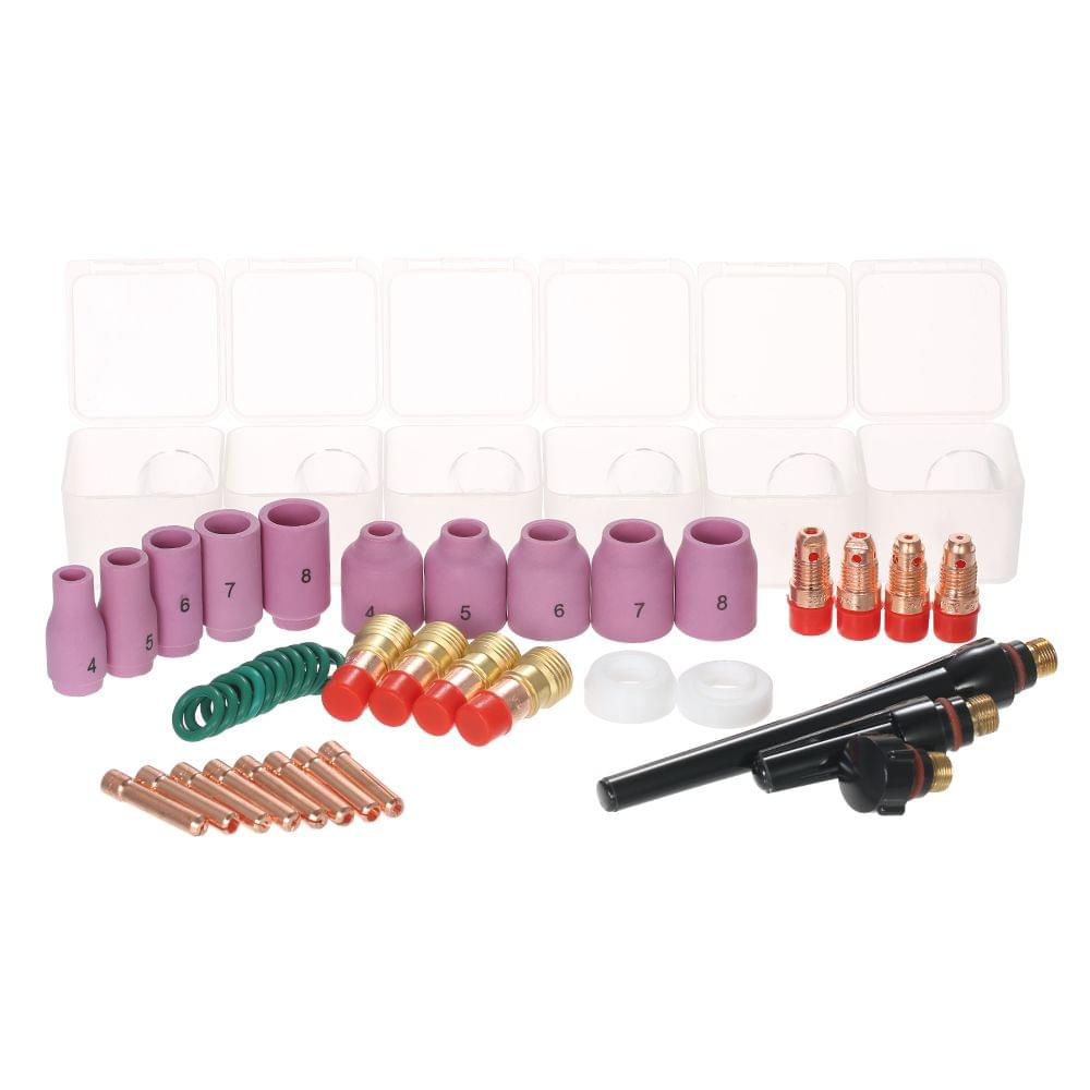 49PCS TIG Welding Torch Stubby Gas Lens #10 Glass Cup Kit