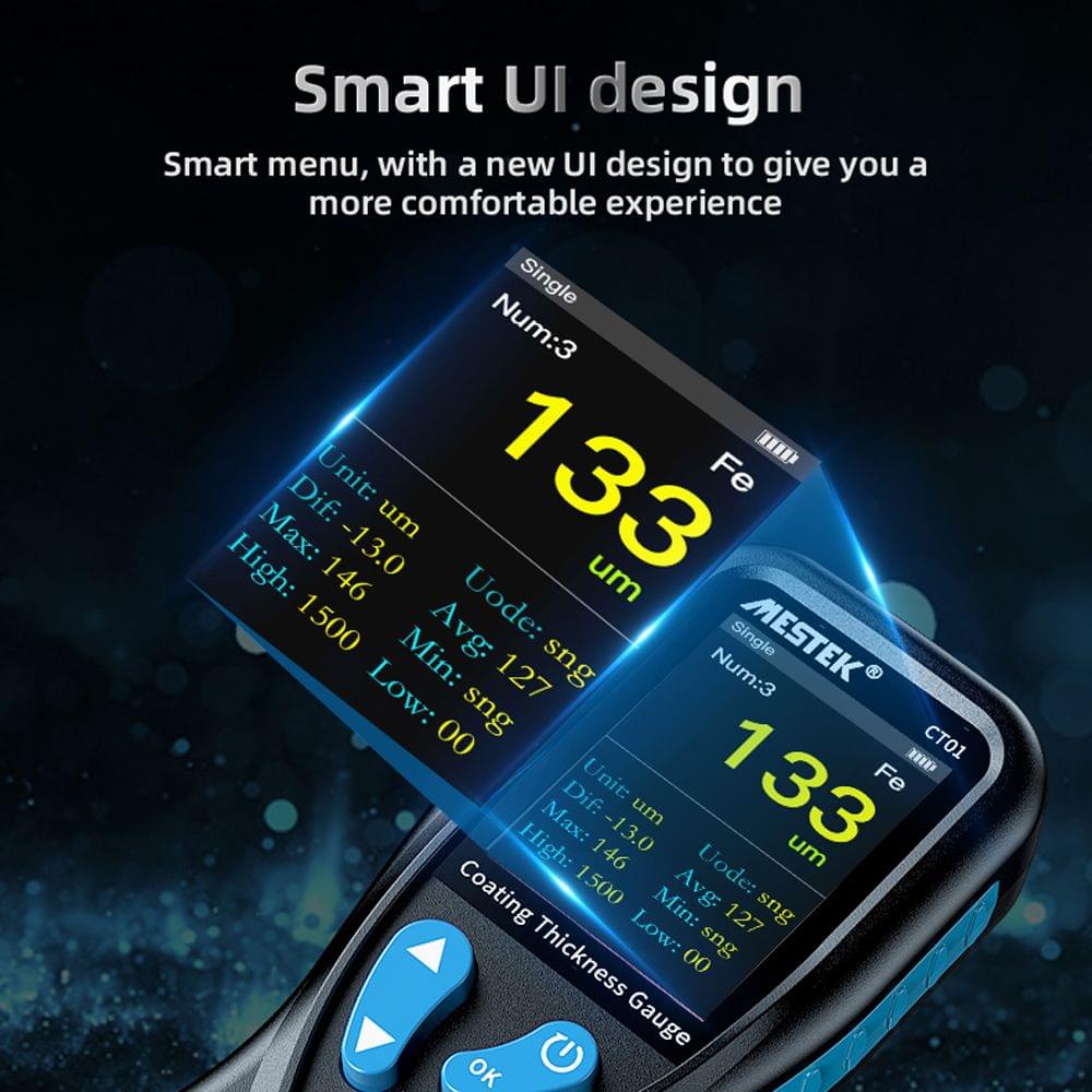 MESTEK Coating Thickness Gauge 0.1 Micron / 0-1300?m Car
