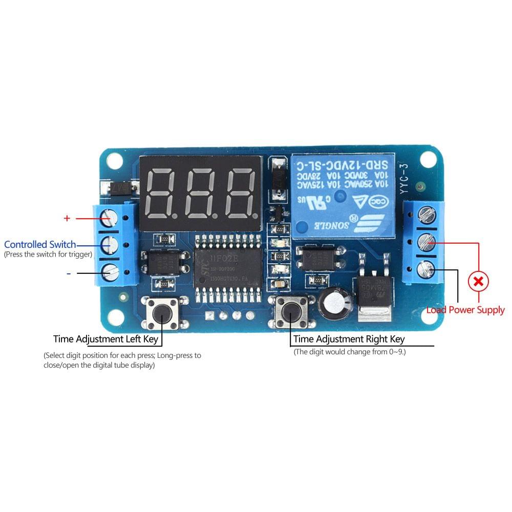 12V LED Digital Display External Trigger Delay Timer Control