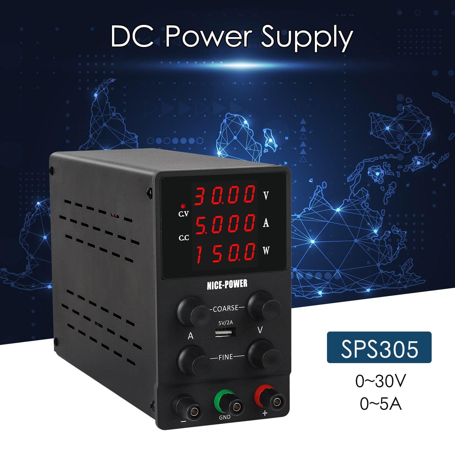 220V 0-30V 0-5A DC Power Supply Switching Voltage-stabilized - EU Plug