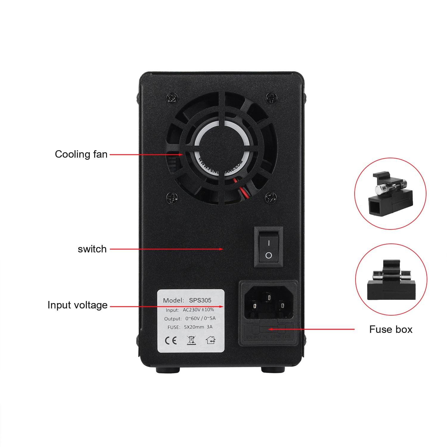 220V 0-30V 0-5A DC Power Supply Switching Voltage-stabilized - EU Plug