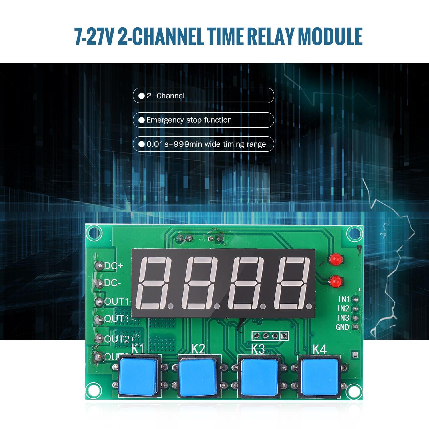 7-27V 2-Channel Time Relay Module Digital Time Cycle Delay