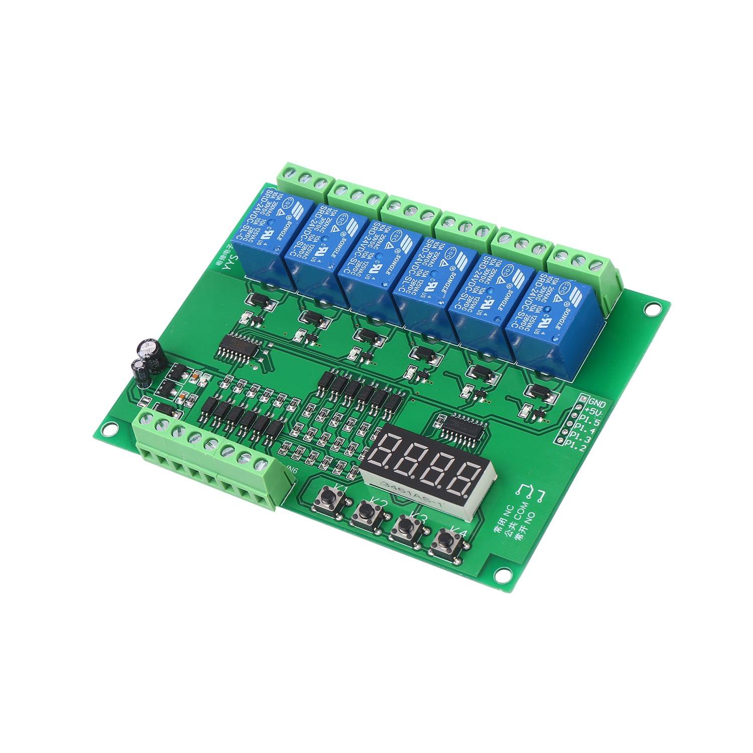DC 24V Programmable 6-Channel Relay Module Timing Cycle Time - DC 24V