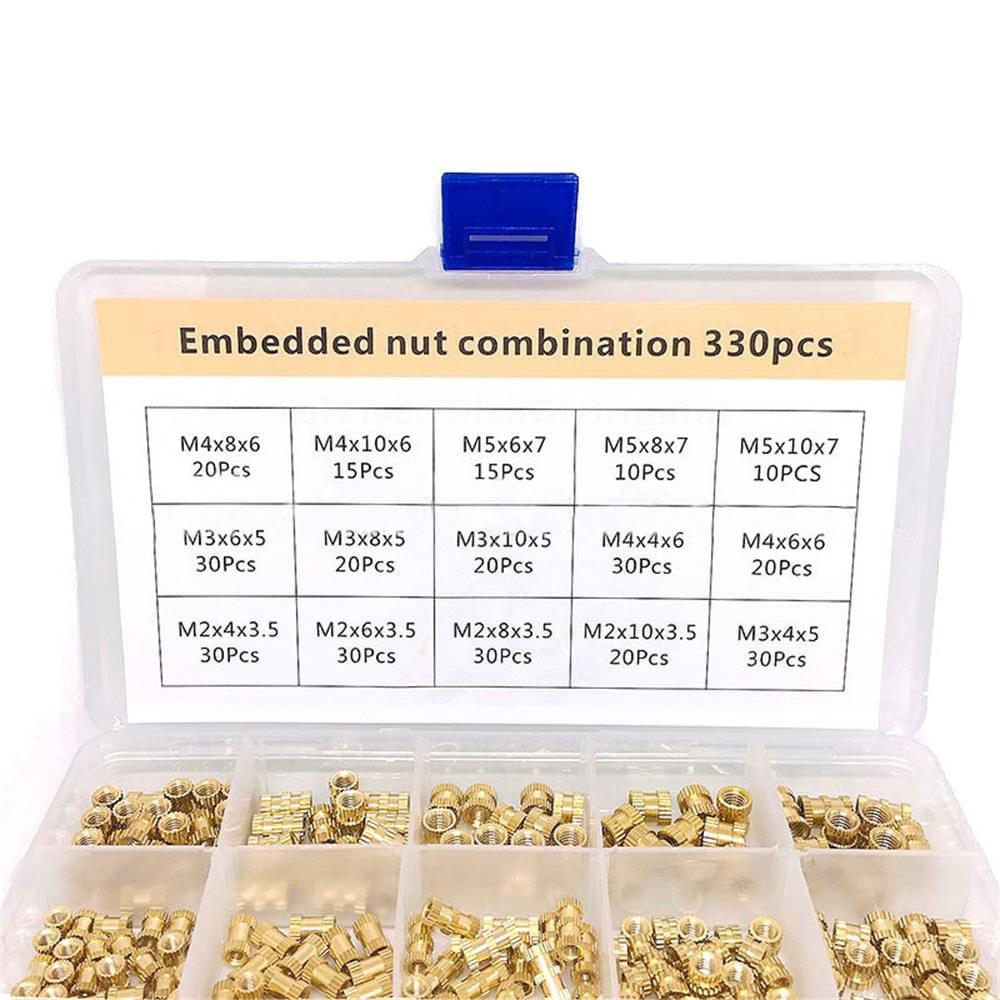 330pcs Embedded Nut Combination Copper Nut M2/M3/M4/M5 Brass