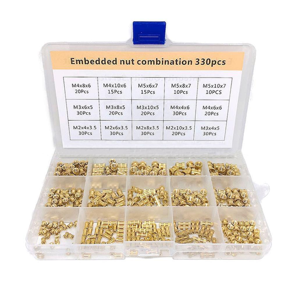 330pcs Embedded Nut Combination Copper Nut M2/M3/M4/M5 Brass