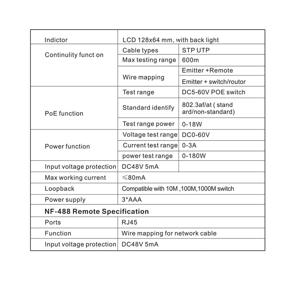 KKmoon Multi-functional LCD Network Cable Tester PoE Checker