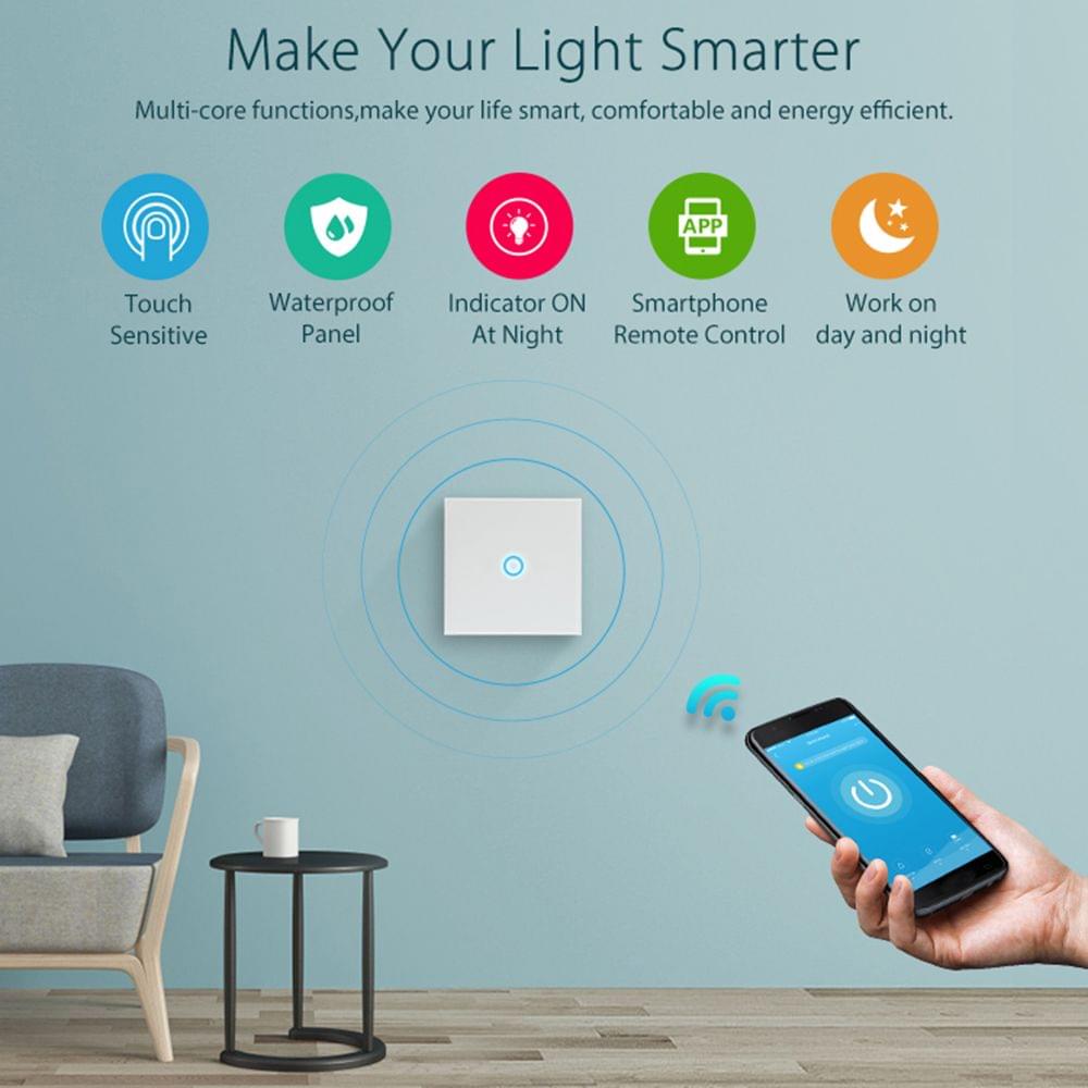 WiFi EU Light Switch 1 Gang 2.4GHz Wifi One-key Connection - EU Type