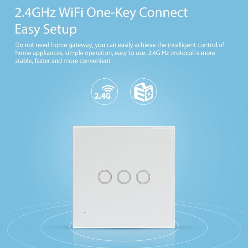 WiFi EU Light Switch 3 Gang 2.4GHz Wifi One-key Connection - EU Type