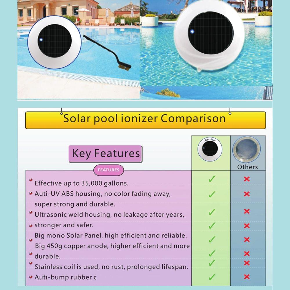 Solar Power Anion Copper Ion Swimming Pool Water Purifier