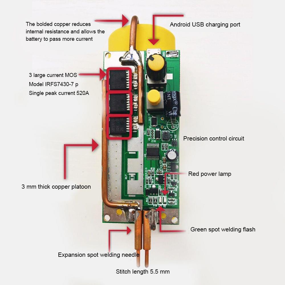 USB Rechargeable Lithium Battery Spot Welding Machine Dual - 5.5A