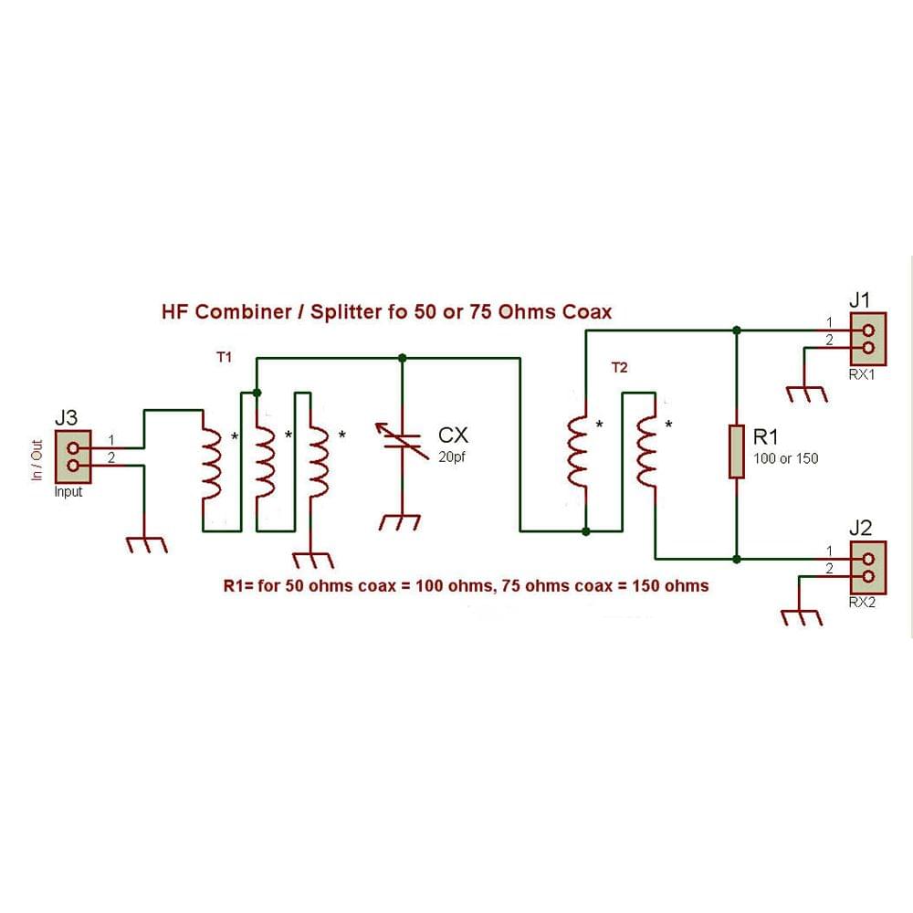 Antenna Splitter RX HF 0.1-50MHz 50Ohm with One Antenna Port