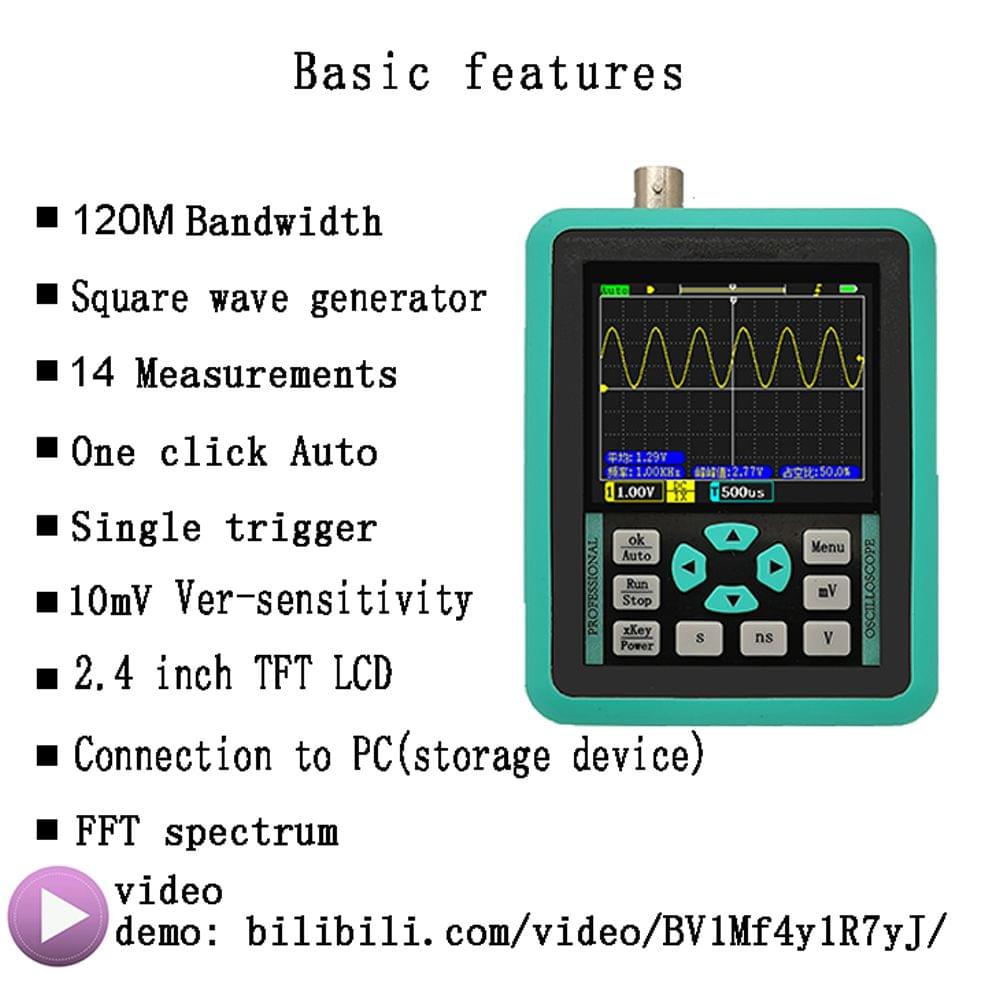 Handheld Mini Digital Oscilloscope with 2.4 Inches TFT Color
