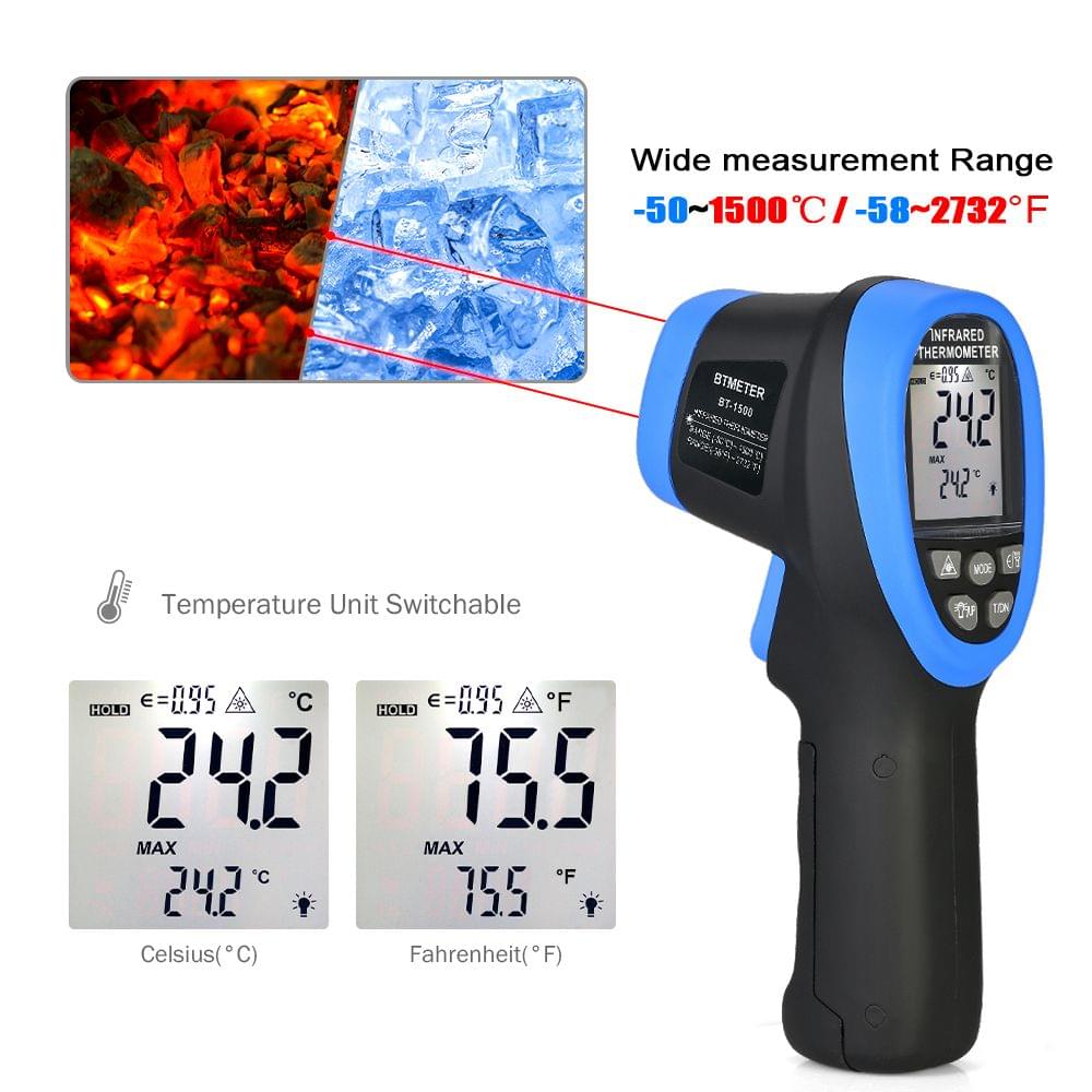 BTMETER Handheld Non-contact LCD Infrared Thermometer