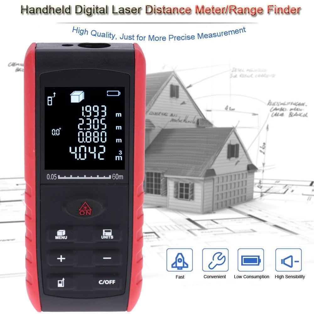 60m Portable Handheld Digital Laser Distance Meter Range - 60 m