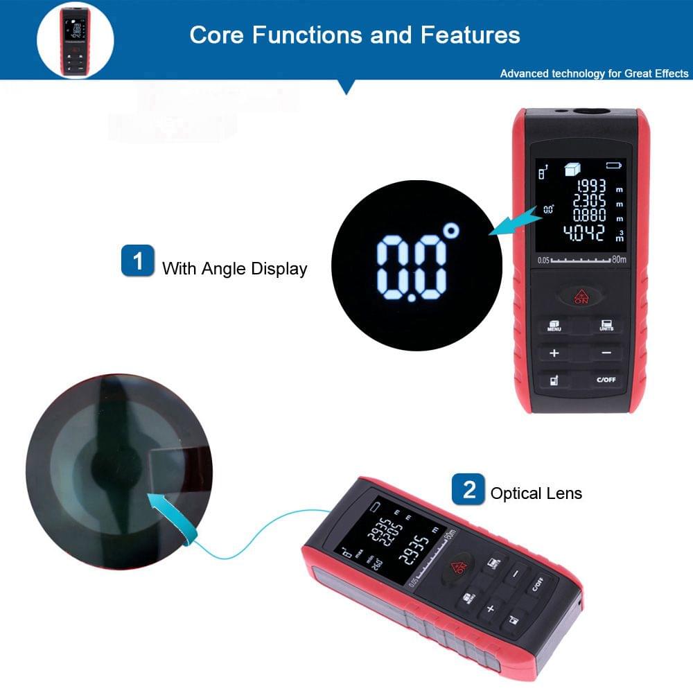 80m Portable Handheld Digital Laser Distance Meter Range - 80 m