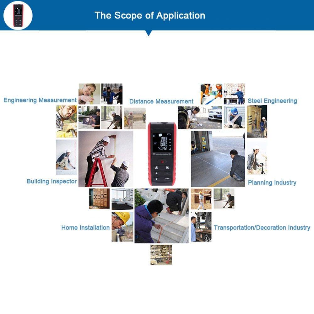 80m Portable Handheld Digital Laser Distance Meter Range - 80 m