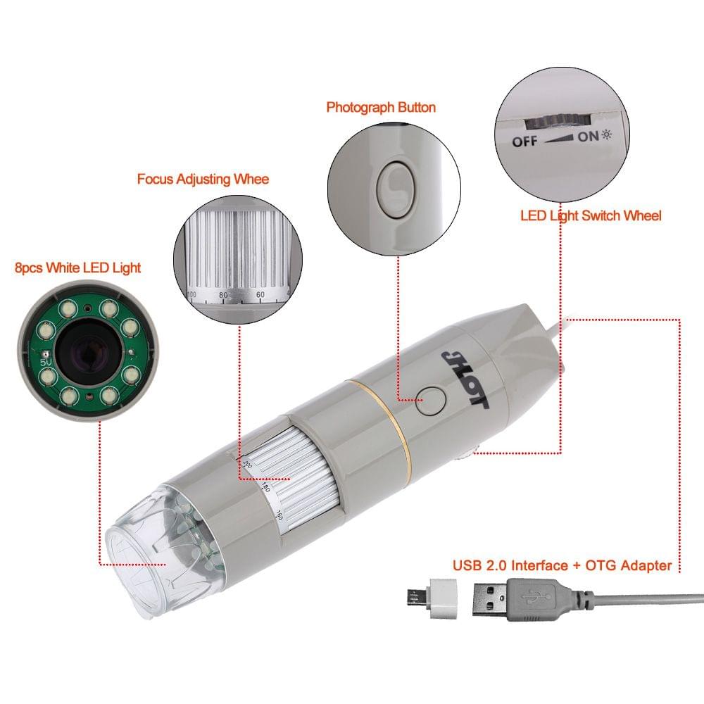 USB Portable Microscope OTG Function 8 LED Digital Zoom - 3 cm