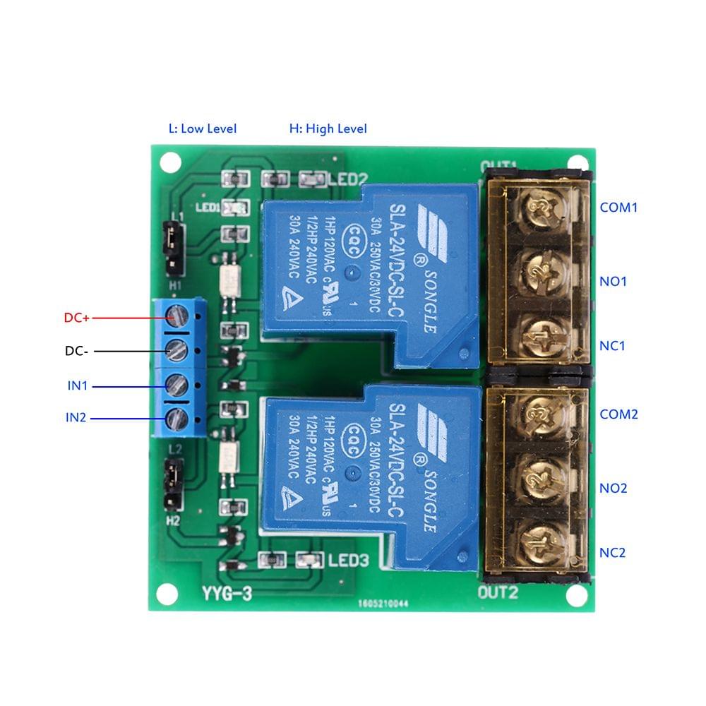 2-Channel DC 24V 30A Relay Board Module Optocoupler - 24v