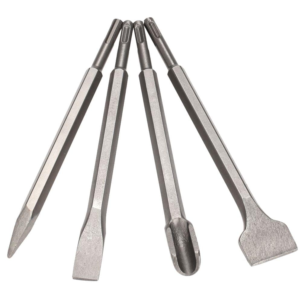 4pcs SDS Plus Chisel Set Point Groove Gouge Flat Chisels