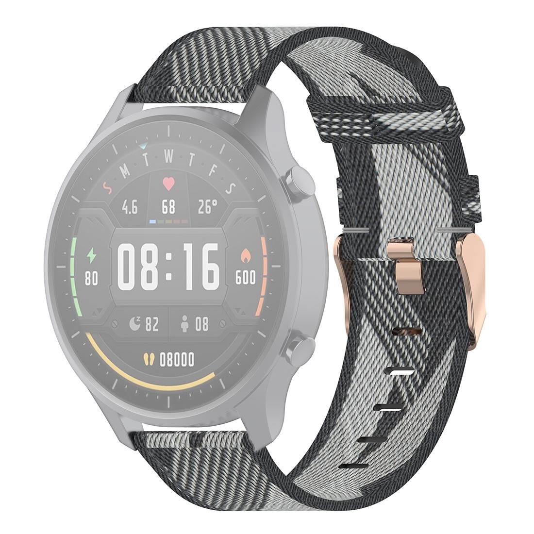 22mm Stripe Weave Nylon Wrist Strap Watch Band for Xiaomi Mi Watch Color, Garmin Vivoactive 4 (Grey)