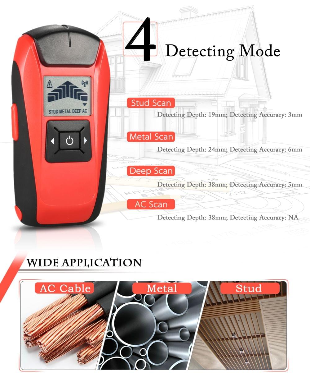 Multifunctional Handheld LCD Wall Stud Finder Metal Wood