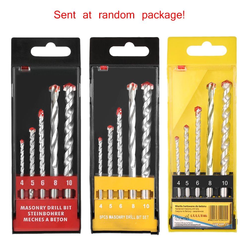 5pcs 4-10mm Rotary Masonry Drill Bits Set YG8 Galvanized - 5pcs & 4-10mm