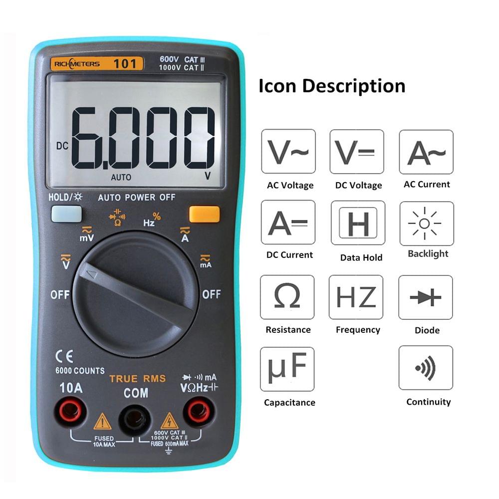 Richmeters RM101 True RMS Multifunctional LCD Digital - 1