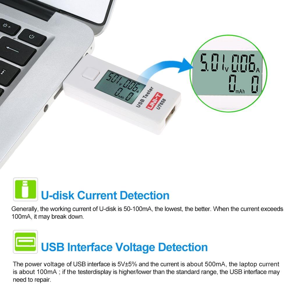 UNI-T UT658 Digital LCD USB Voltage Current Meter U Disk