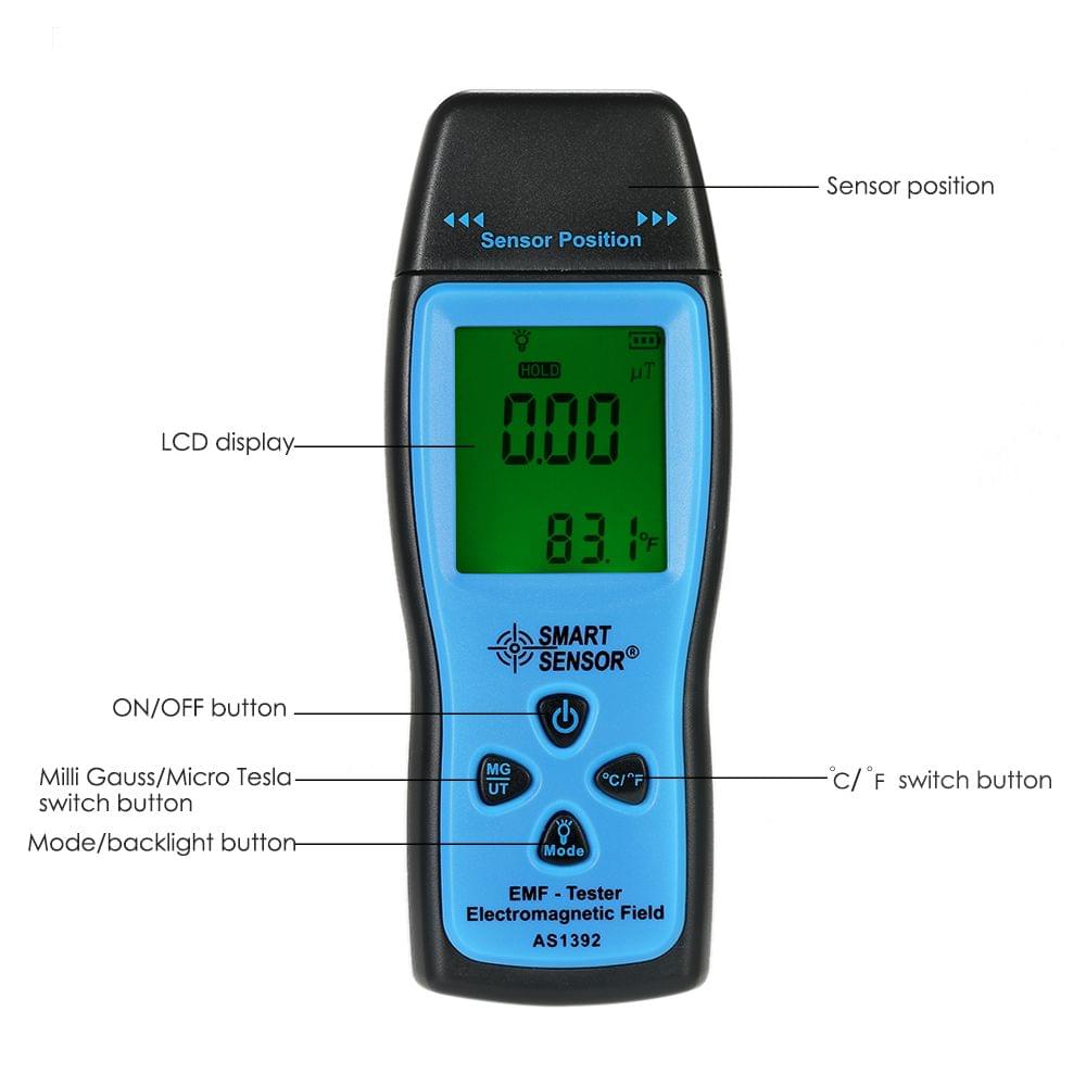 SMART SENSOR Handheld Mini Digital LCD EMF Tester