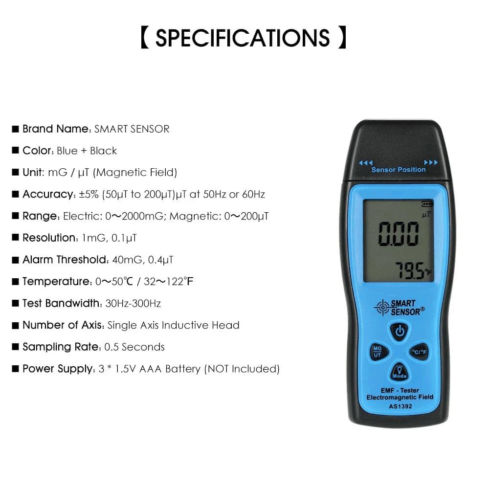 SMART SENSOR Handheld Mini Digital LCD EMF Tester