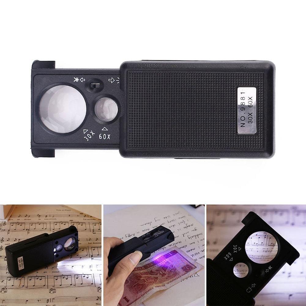 Pocket LED Magnifying Glass Jewellery Magnifier Microscope