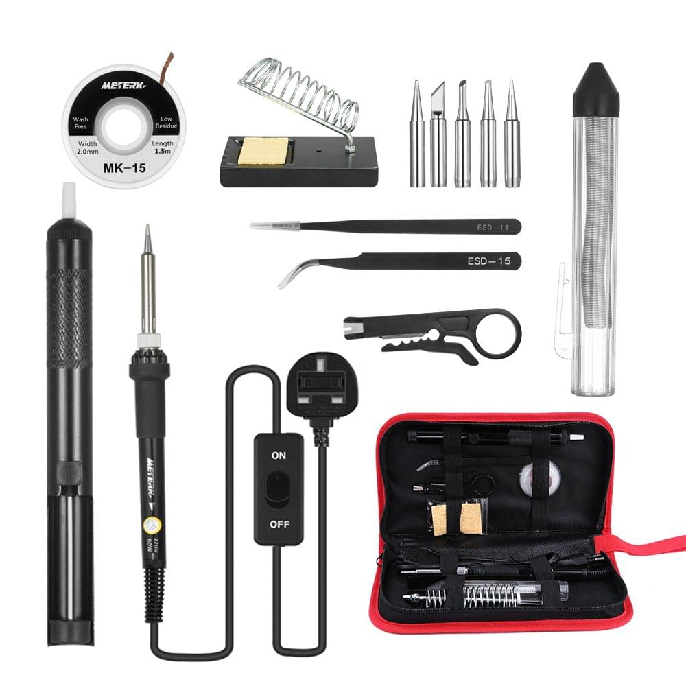 Meterk 14 in 1 Soldering Iron Kit 60W Adjustable Temperature - EU Plug