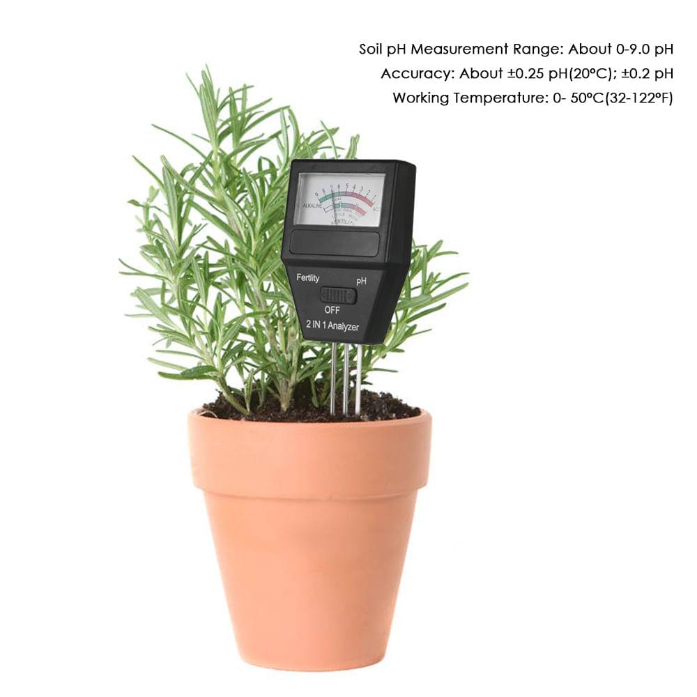 2 in 1 Mini Soil pH Meter Fertility Tester Analyzer with