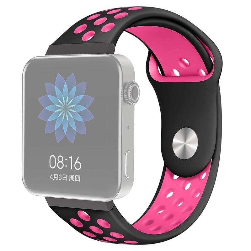 For Xiaomi Smart Watch Standard / Pride Version 18mm Two-color Silicone Replacement Strap Watchband (Black Rose Red)