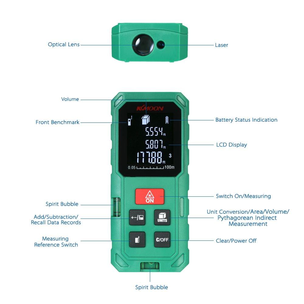 KKmoon 100m Portable Handheld Digital Laser Distance Meter - 100m