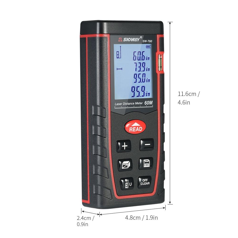 60m Mini Handheld LCD Digital Laser Distance Meter Range - 60m