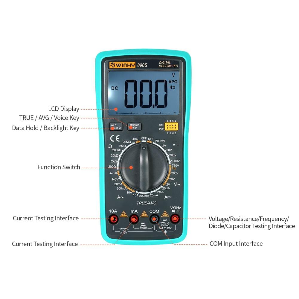 Multi-functional Handheld LCD Digital Voice NCV True RMS