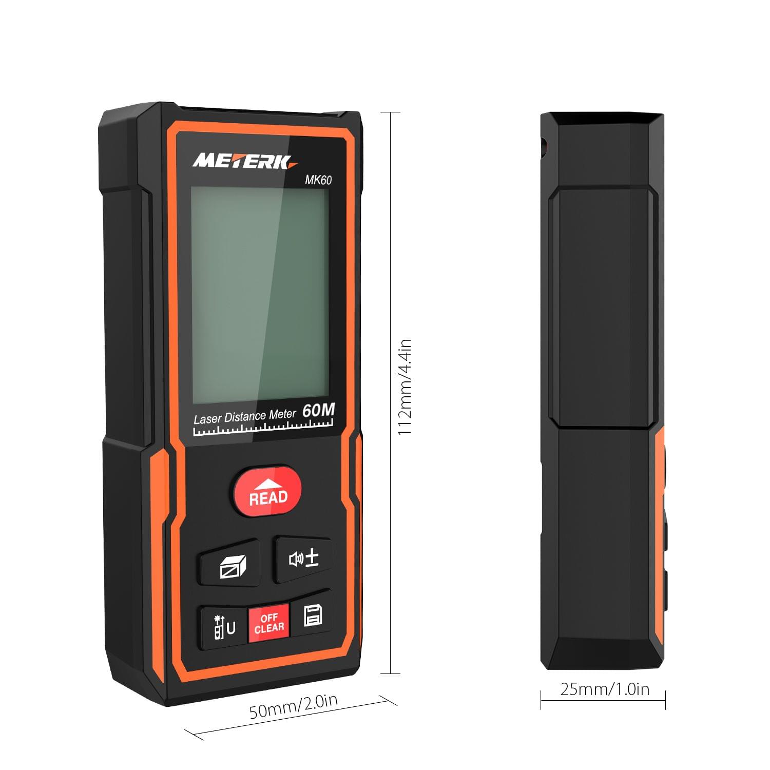 Meterk Handheld Digital Laser Distance Meter Portable Area