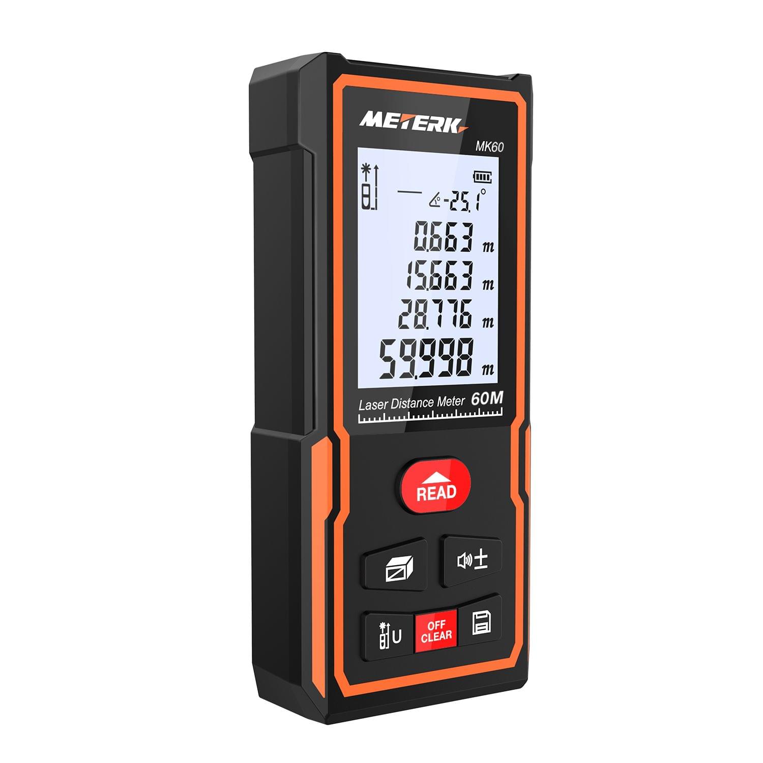 Meterk Handheld Digital Laser Distance Meter Portable Area