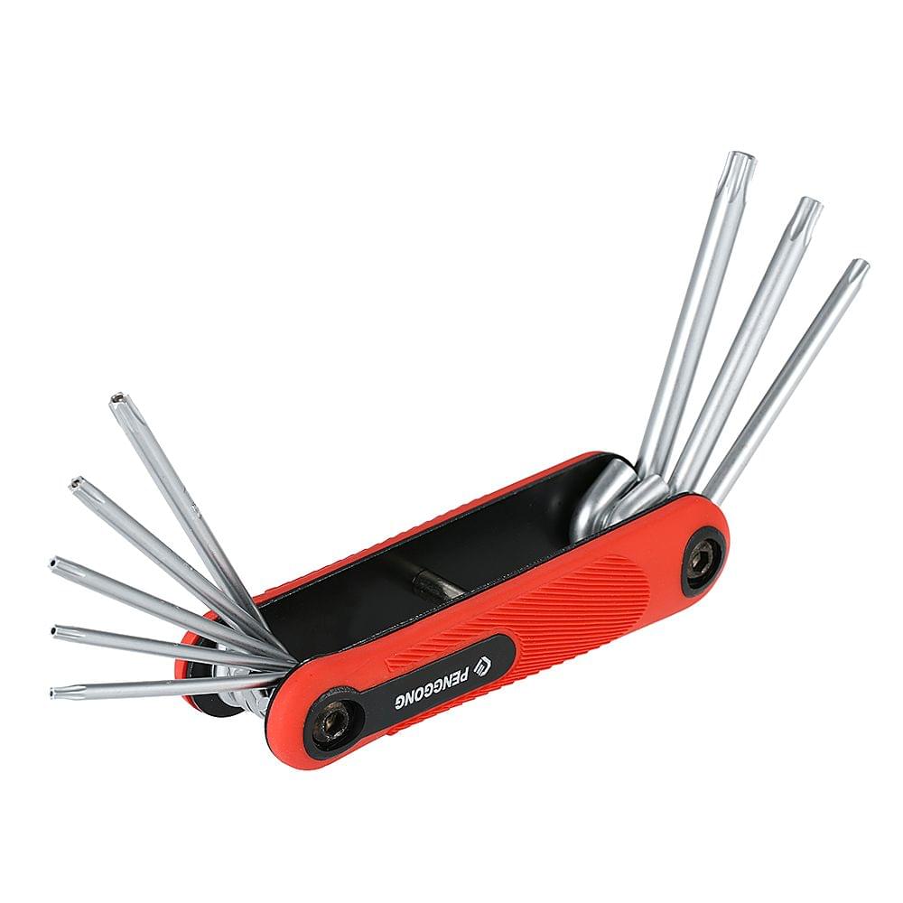 PENGGONG 8PCS Folding Hex Screwdriver Screw Wrench - Red(Star Key)