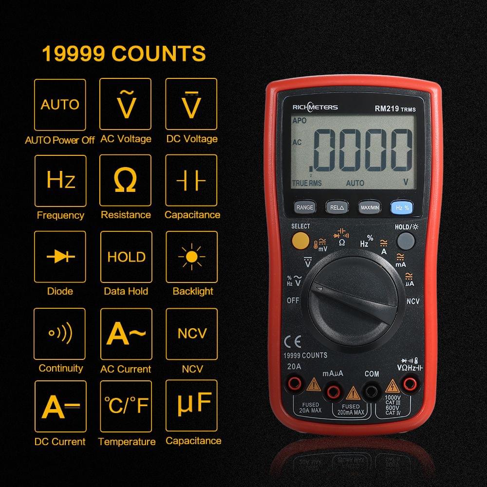 RM219 True-RMS 19999 Counts Auto Range Digital Multimeter